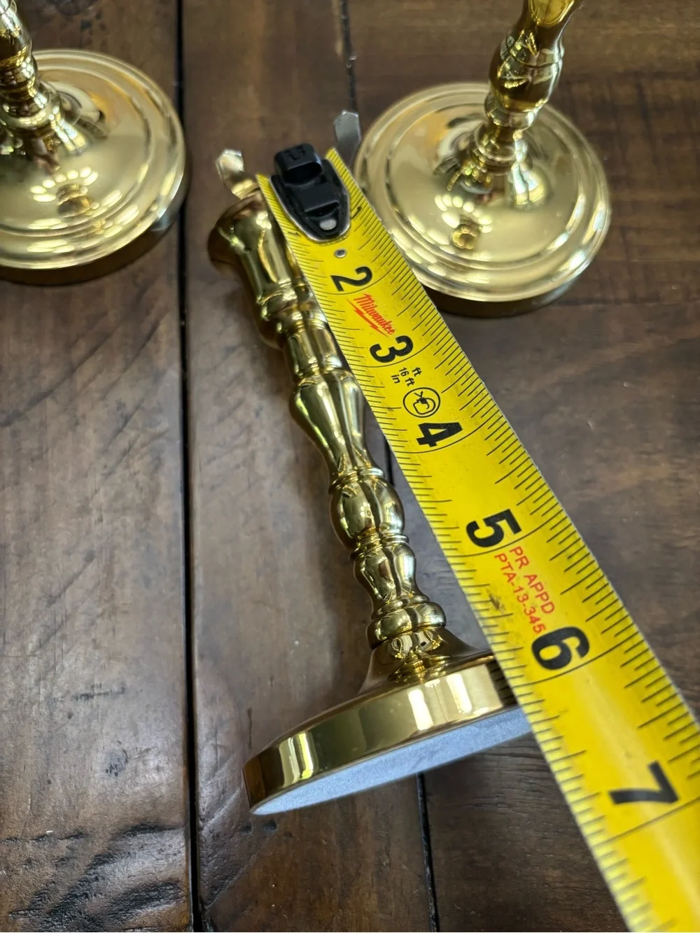 Three brass partylite tapered candle holders